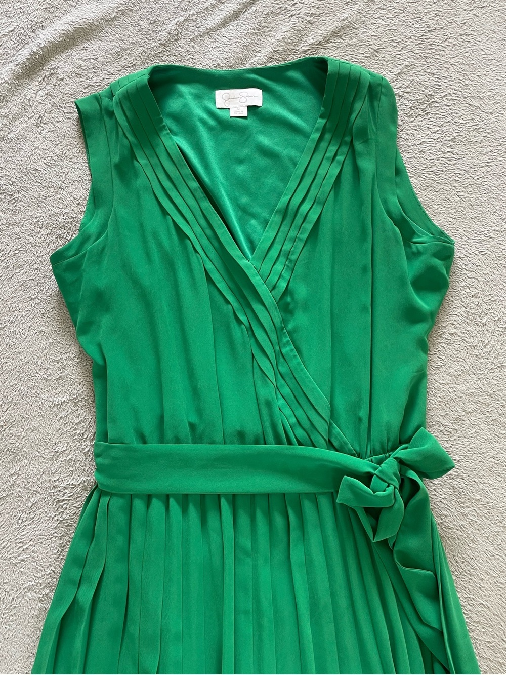 Jessica Simpson Kelly Green Sleeveless Pleated Maxi Dress Size 12 Wedding Guest - Picture 3 of 12